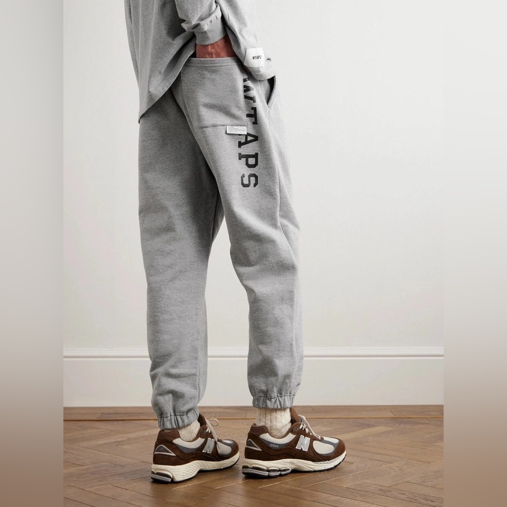 WTAPS Japan - Authentic Tapered Cotton Academy Jersey Sweatpants Ash Gray